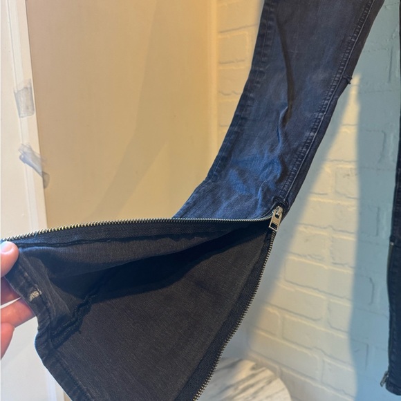 All Saints jeans black faded distressed skinny zipper ankles - Picture 5 of 10